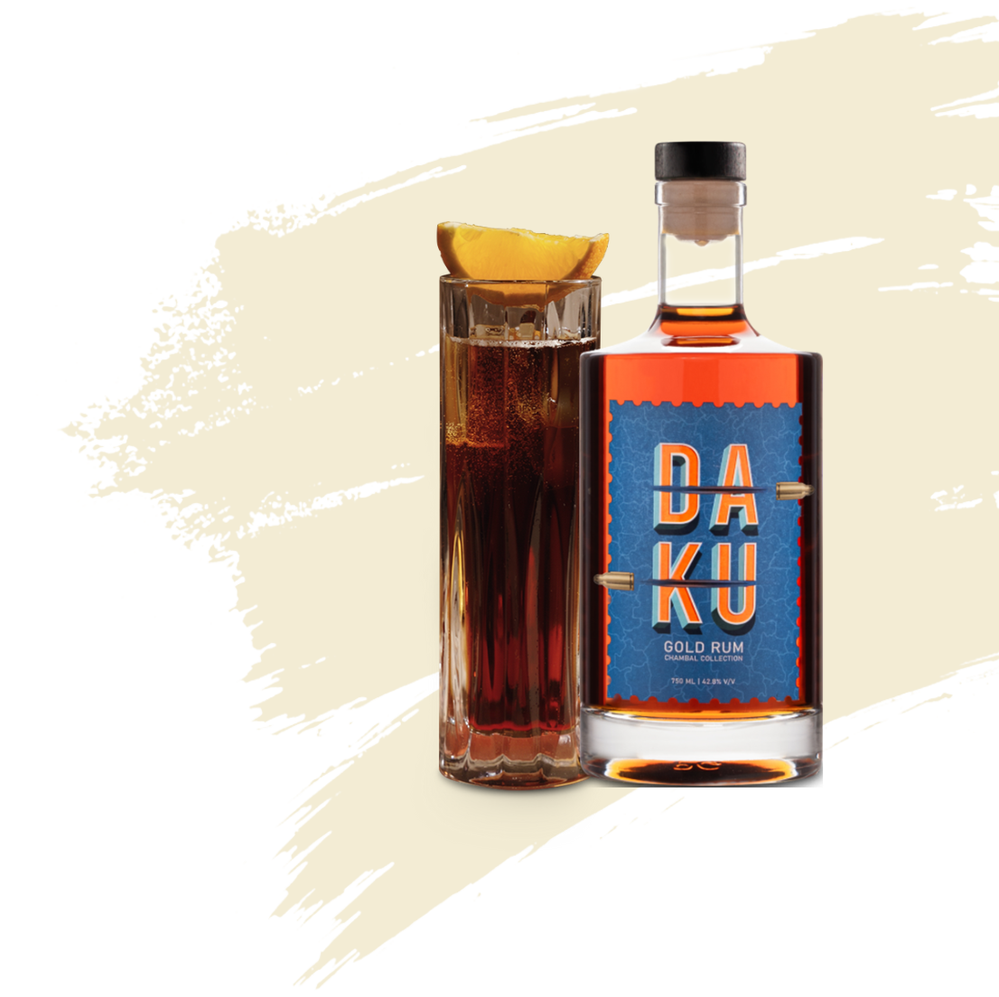 Thumb stamp element – Daku Rum branding graphic